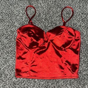 Liz & Sara - Red Satin - Camisole - Lightly Padded - S